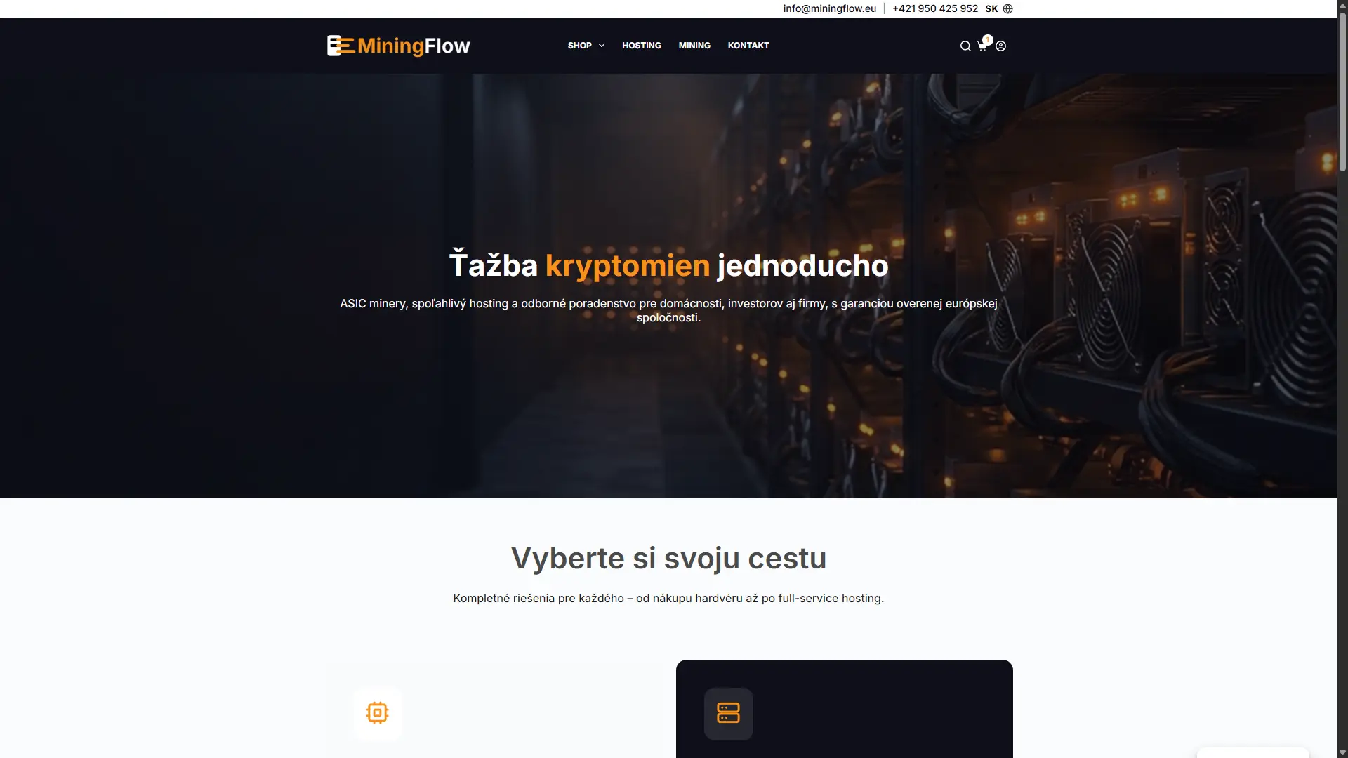 MiningFlow crypto e-shop mockup